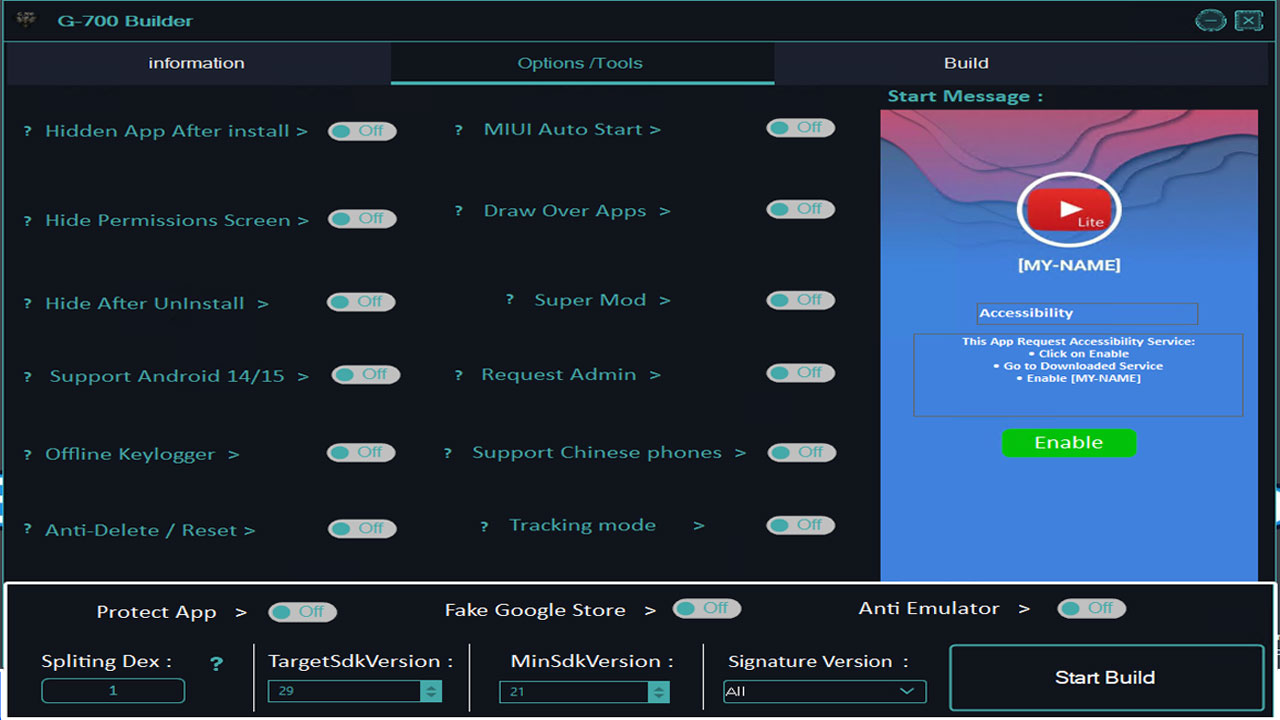 G-700 RAT v6.4 Android RAT Lifetime Activated - Image 5