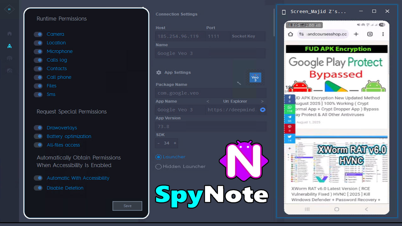 SpyNote Pro 7.3.1 Android RAT Lifetime Activated - Image 3